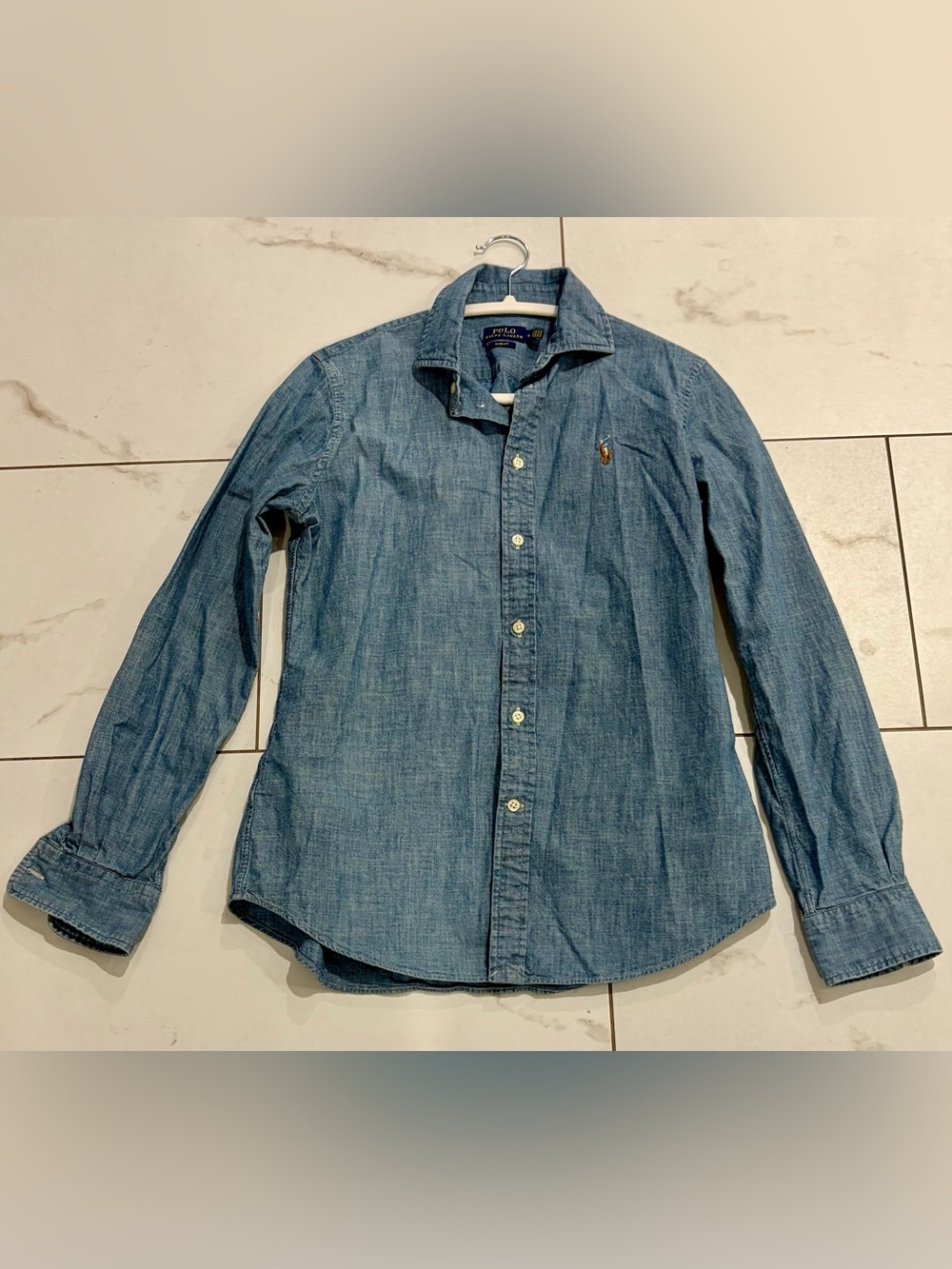Polo Ralph Lauren Faded Blue Chambray Button-Down Shirt 8